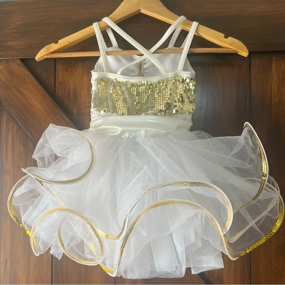 Weissman Gold and‎ White Sequin Girls SC Tutu Kids Costume Dress